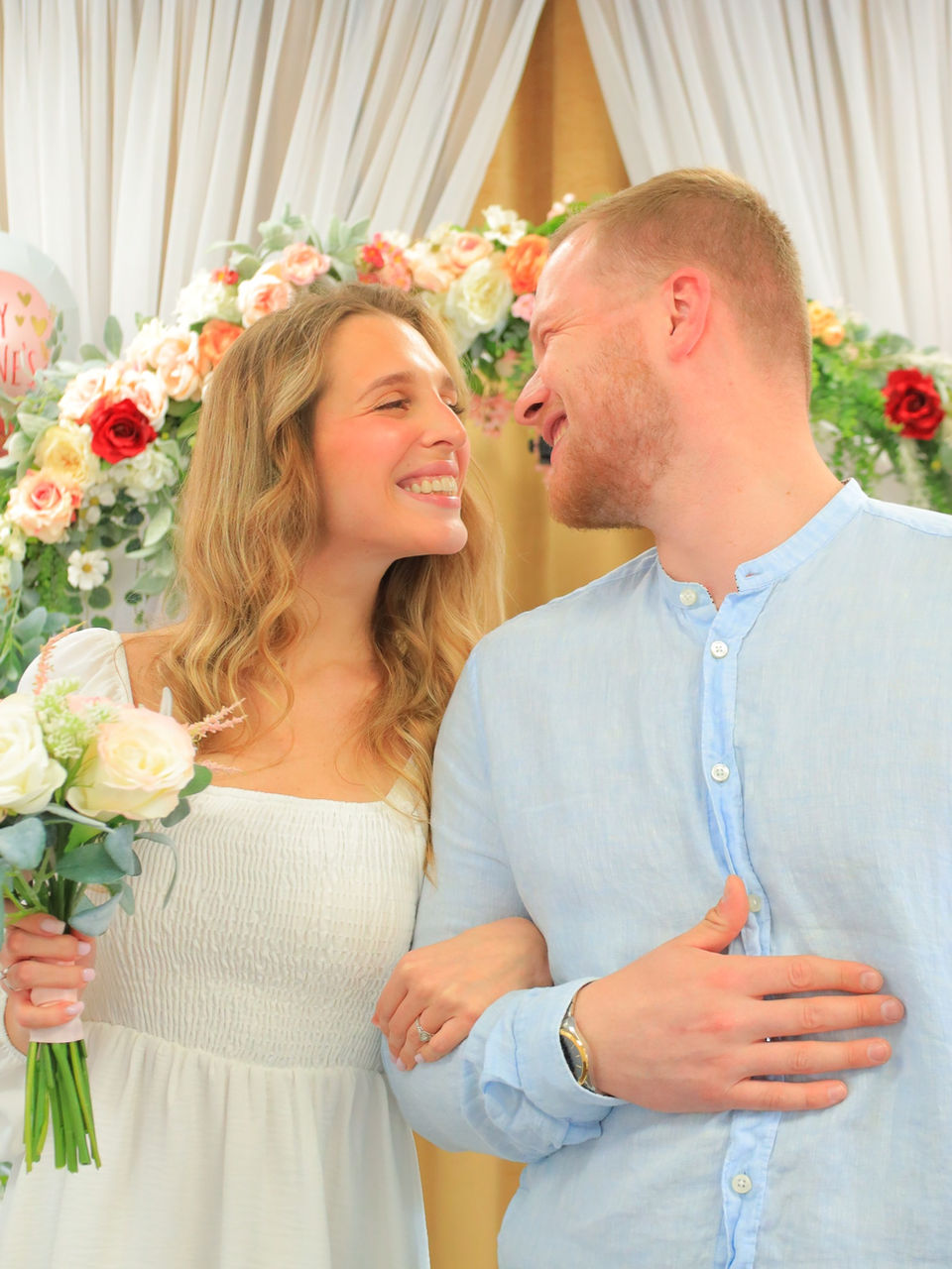 Couple portrait inside the Jacksonville wedding chapel