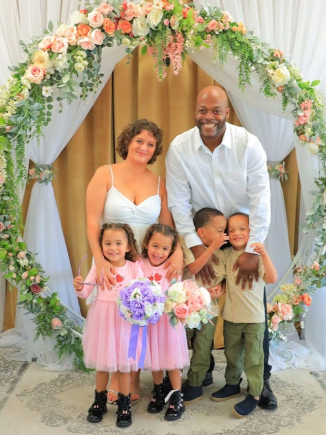 Wedding couple celebrating in the chapel